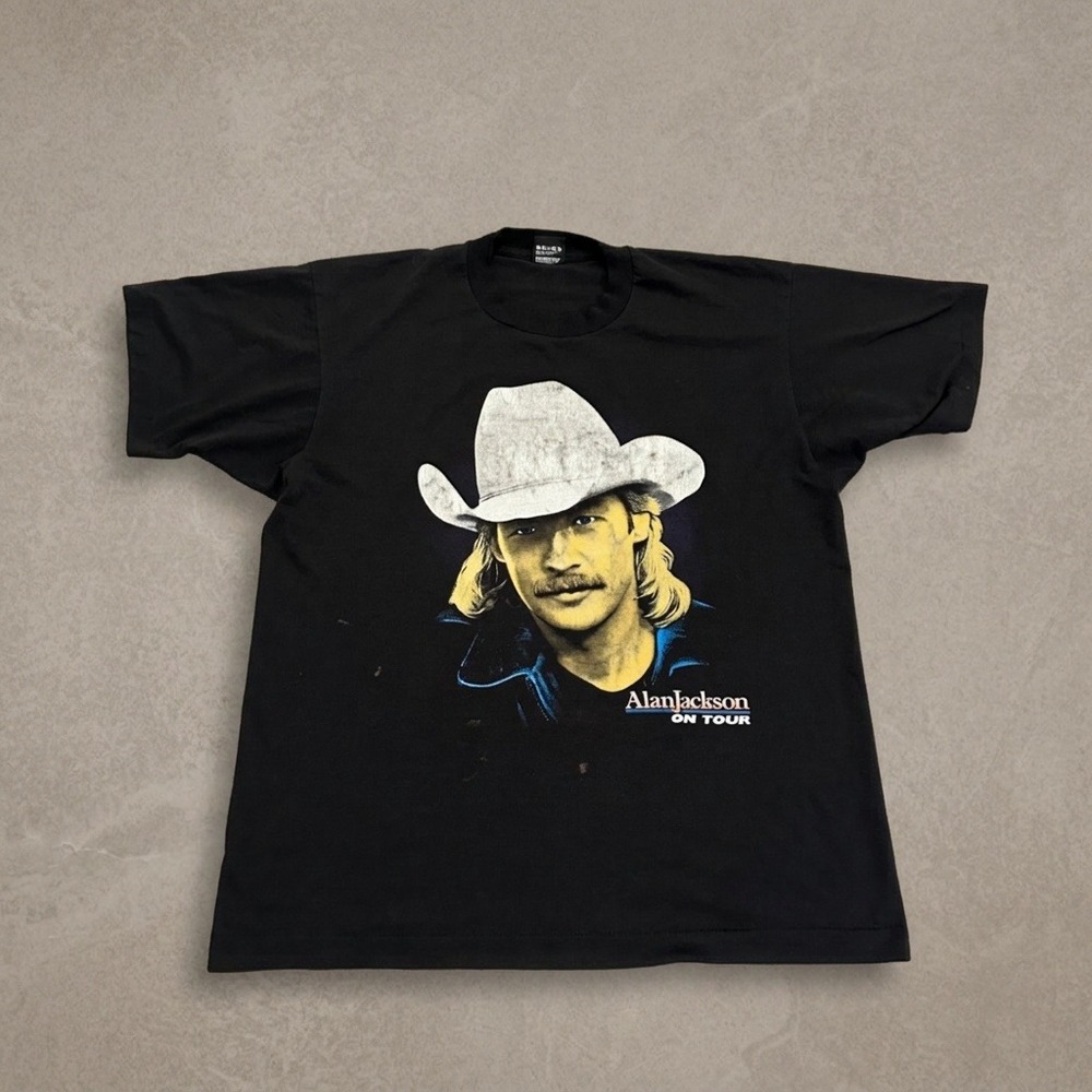 Vintage 1993 Alan Jackson Tour T-Shirt XL A Lot About Livin Single Stitch Black